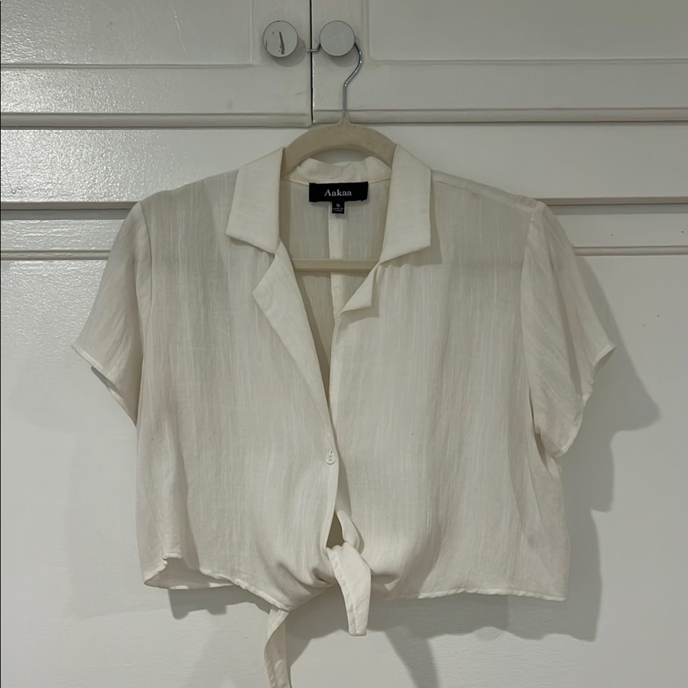Linen Tie Front Top